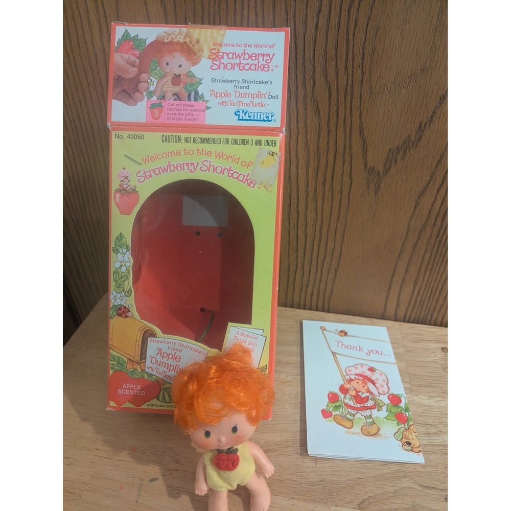 Vintage 1980 Strawberry Shortcake Apple Dumplin Doll w/ Box & Comb Kenner - Picture 3 of 16